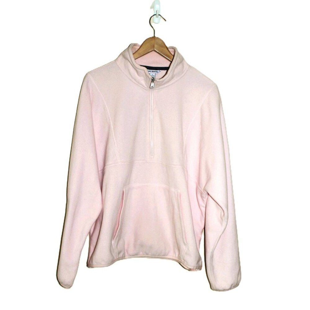 TOMMY HILFIGER SPORT Half-Zip Buttery-Soft Fleece Pullover in Pastel Pink (XL)